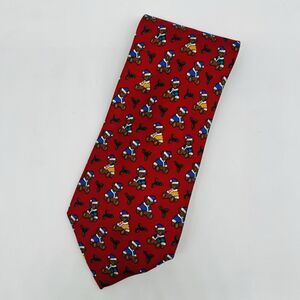 Altea Milano RSM Vintage Silk Holiday Teddy Bear And Holly Long Tie
